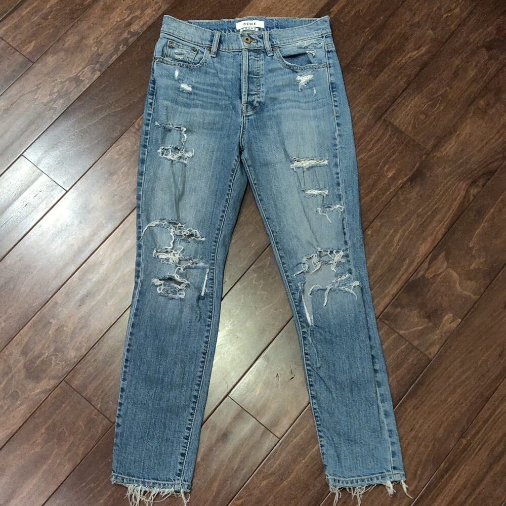 Pistola Cassie High Rise Button Fly Destroyed Denim Jeans SIZE 26